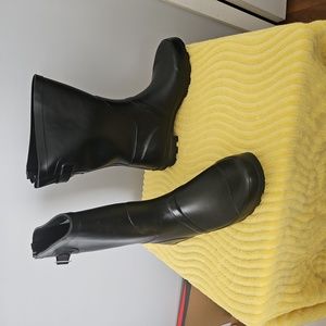 Black rain boots